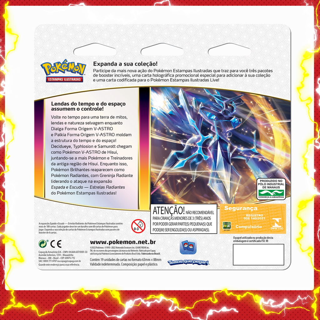 Cartinha Pokémon Blister Triplo com 19 Cartas - COPAG - Deck de