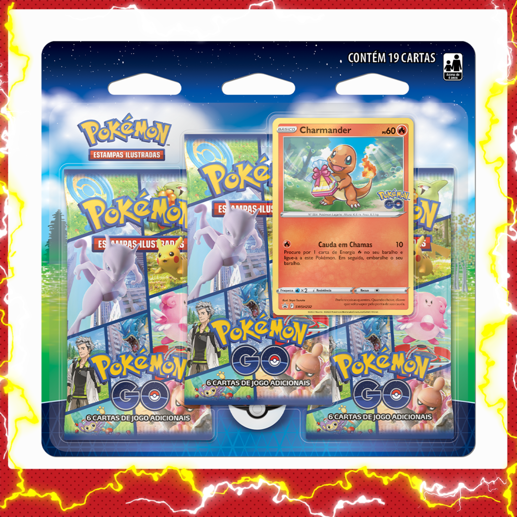 Blister triplo cartas pokemon tcg charmander coleção pokemon go em