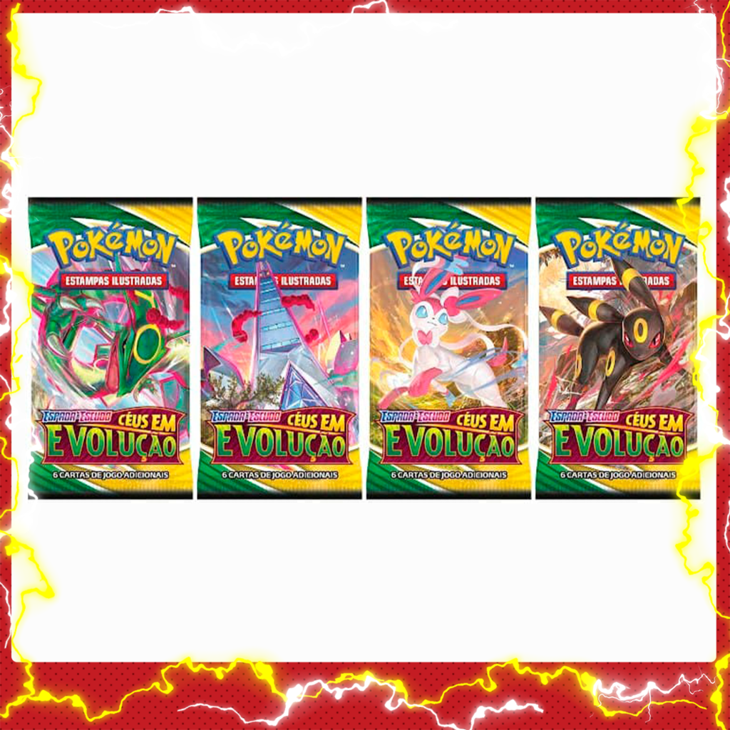 Pacote Cartas Pokémon Booster 6 Cartas Espada Escudo Céus em Evolução