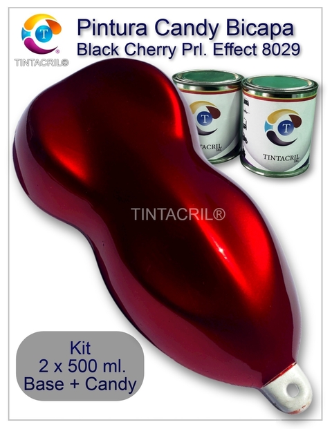 KIT Pintura Bicapa Candy Black Cherry 8029 2 x 1/2 lt. (BASE + CANDY)