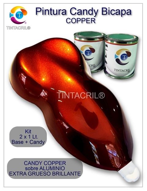 KIT Pintura Bicapa Candy Cobre x 1 lt + Base Bicapa Aluminio Extra Grueso x 1 lt. (copia)