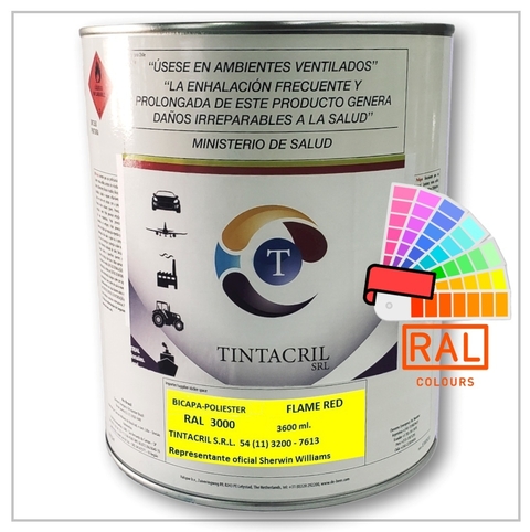 Pintura automotriz RAL 3000 x 3.6 lts. ROJO VIVO