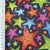 Cordura Estampada Negro Estrellas Multicolor - comprar online