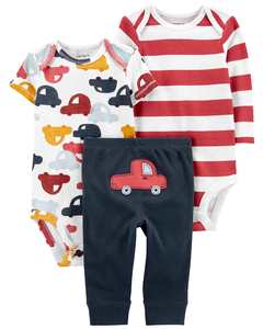 Carter´s - Set 3 piezas bodys y pantalon "AUTOS"