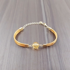 Pulseira Capim Dourado e Pedra Natural Citrino 10mm . Código P434. - comprar online