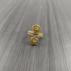 Anel Caracóis Capim Dourado 4mm com Strass Amarelo. Código A23. - comprar online