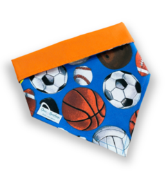 Bandana bolas esportes azul dupla face laranja para pet