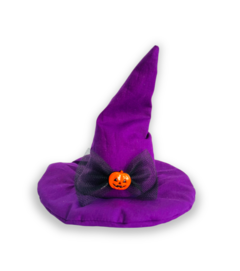 Chapéu Halloween roxo com preto para pet