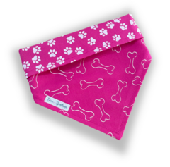 Bandana ossinhos e patinhas pink para pet