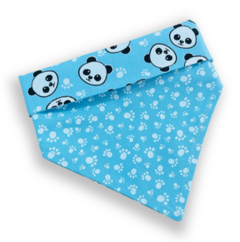 Bandana panda rostinhos azul dupla face azul patinhas para pet - comprar online