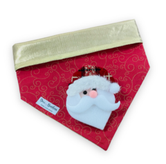 Bandana Papai Noel dupla face dourado para pet