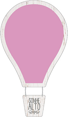 Placa Lousa em MDF - Balão Rosa - 31 x 22,5 Cm