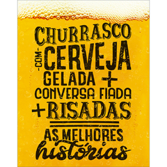 Placa Decorativa Em Mdf - Churrasco Com Cerveja - 19 X 24 Cm
