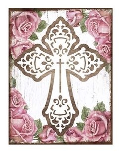 Placa Decorativa - Enfeite Cruz - 16,8 x 22 Cm