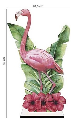 Decoração Para Mesa - Tropical Flamingo e Hibiscos - 20,5 x 35 Cm