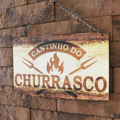 Placa Decorativa Em Mdf - Cantinho Do Churrasco - 29 X 27 Cm