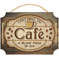 Placa Decorativa Em Mdf - Cantinho Do Café - 29 X 27 Cm