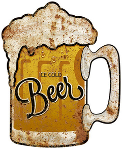 Placa Decorativa Vintage - Chopp Cerveja Gelada - 17,5 x 21,5 Cm