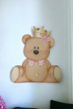 Placa Decorativa - Ursinha Com Coroa - 19,5 x 22 Cm na internet