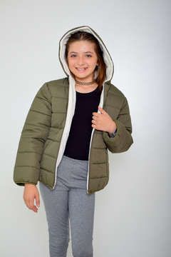 Campera de abrigo lisa con piel de nena(art.614) - tienda online