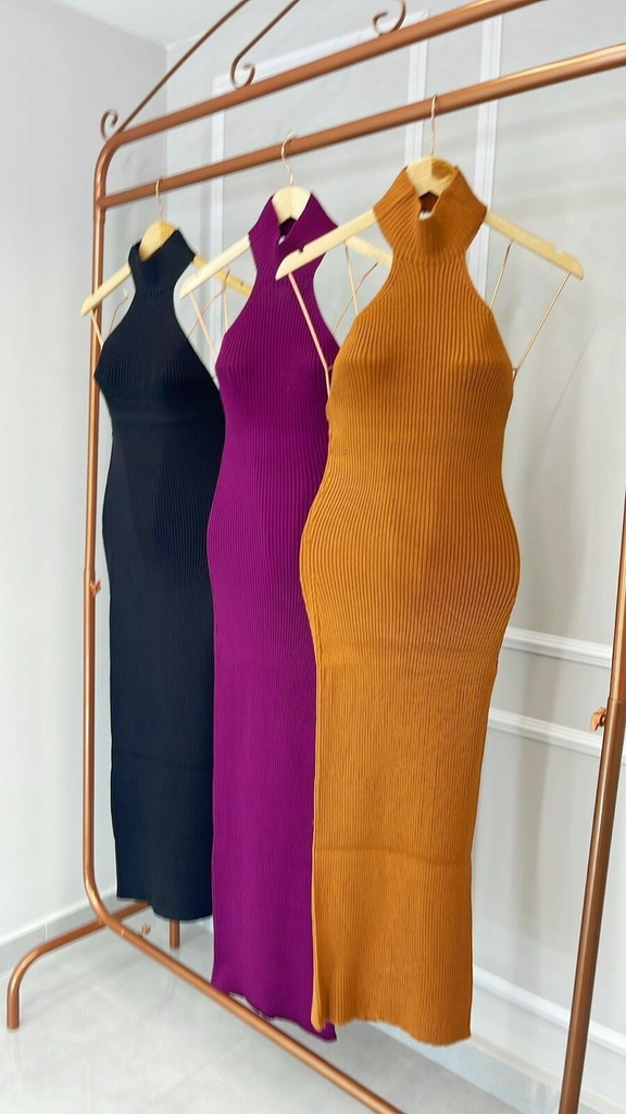 Vestido midi sale gola choker
