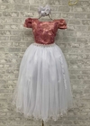 VESTIDO LONGO LUXO INFANTO JUVENIL ROSE E BRANCO