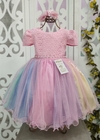 VESTIDO INFANTIL ROSA ARCO ÍRIS