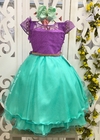 VESTIDO ROXO E VERDE ÁGUA PEQUENA SEREIA ARIEL