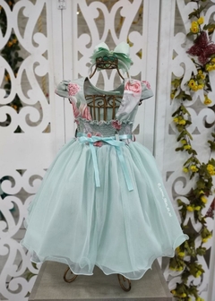 VESTIDO DE FESTA INFANTIL MAJU VERDE ÁGUA - loja online