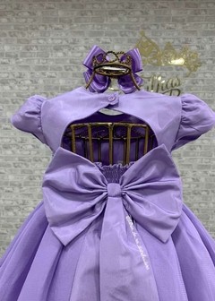 VESTIDO LILÁS DE FESTA INFANTIL LUXO COM SAIA EM CAMADAS E BUSTO COM PLIQUES EM PÉROLAS - loja online