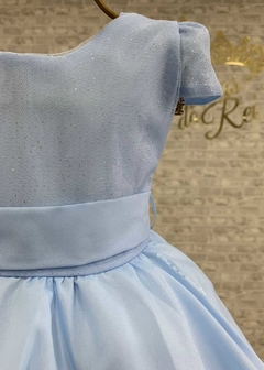 VESTIDO INFANTIL DE FESTA AZUL SAIA EM CAMADAS - loja online