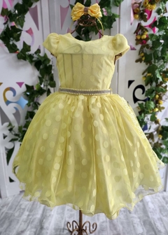 VESTIDO FESTA E MODA EVANGELICA INFANTIL E JUVENIL ANDRESSA AMARELO