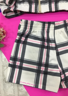 CONJUNTO JAQUETA E SHORTS SAIA EM MOLETON FELPADO XADREZ na internet