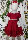 VESTIDO VERMELHO DE FESTA BEBÊ LUXO