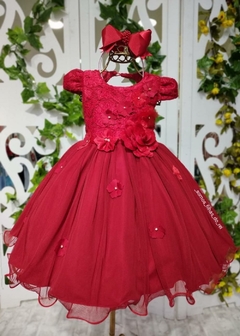 Vestido Infantil de Festa Vermelho Princesa Natal