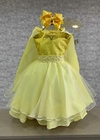 VESTIDO DE FESTA INFANTIL AMARELO COM CAPA