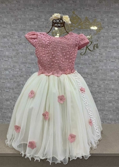 VESTIDO DE FESTA INFANTIL LUXO FLORES ENCANTADAS ROSE