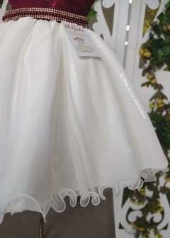 VESTIDO DE FESTA INFANTIL MARIA HELENA MARSALA E OFF WHITE - loja online