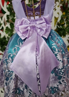 Vestido Temático infantil Princesa Sofia festa lilás e rosa