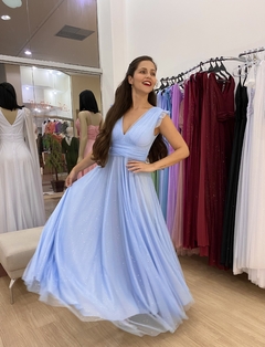 Vestido para madrinha de casamento cheap azul serenity
