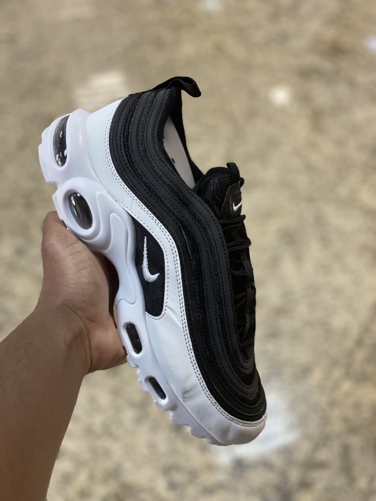 Air max 97 plus preto cheap e branco