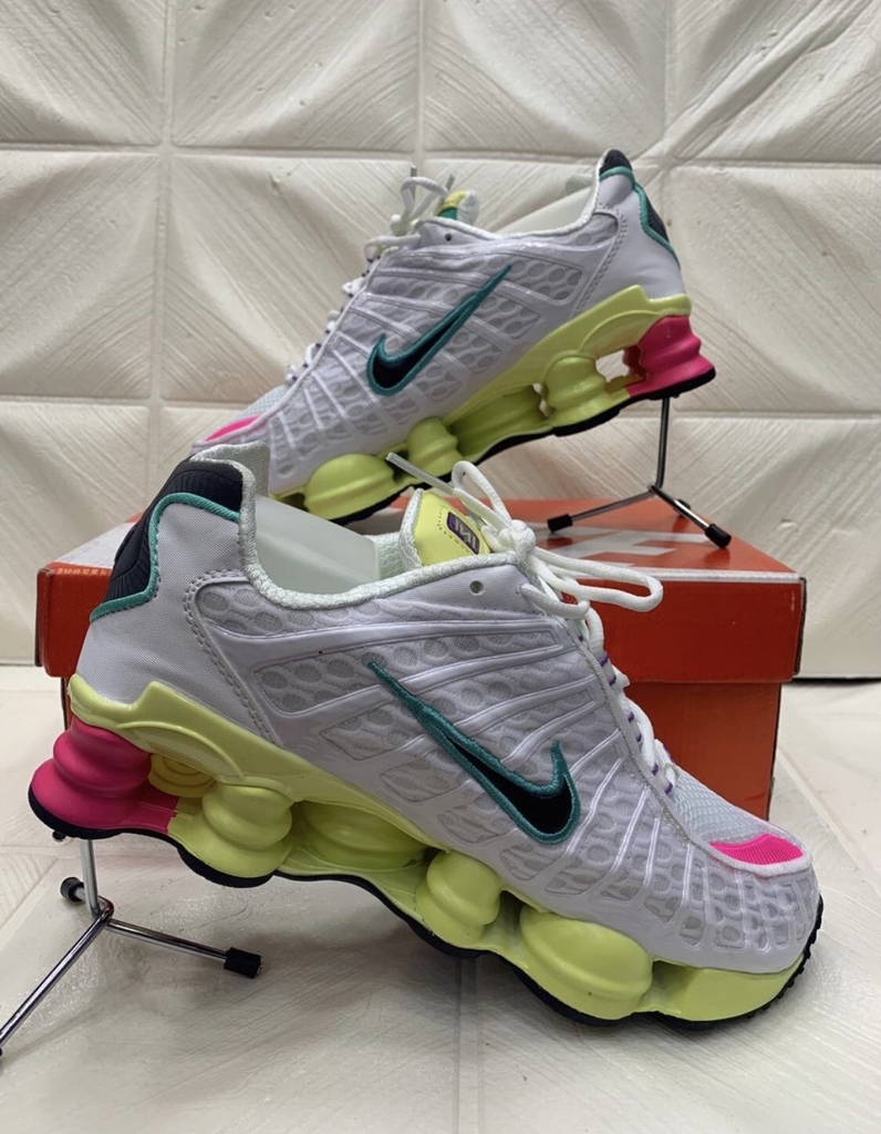 Nike Shox 12 Molas TL Branco Verde Rosa