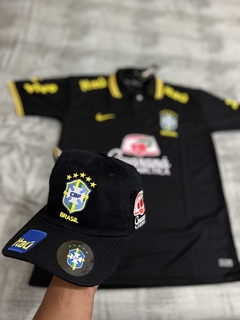 Combo Boné + Camisa Polo Seleção Brasileira Preta (Copa 2022)