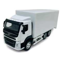 Miniatura Caminhão Baú Branco Volvo Truckado Luz E Som 1/50