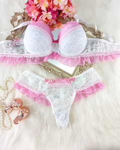 Conjunto Penélope branco com rosa - comprar online