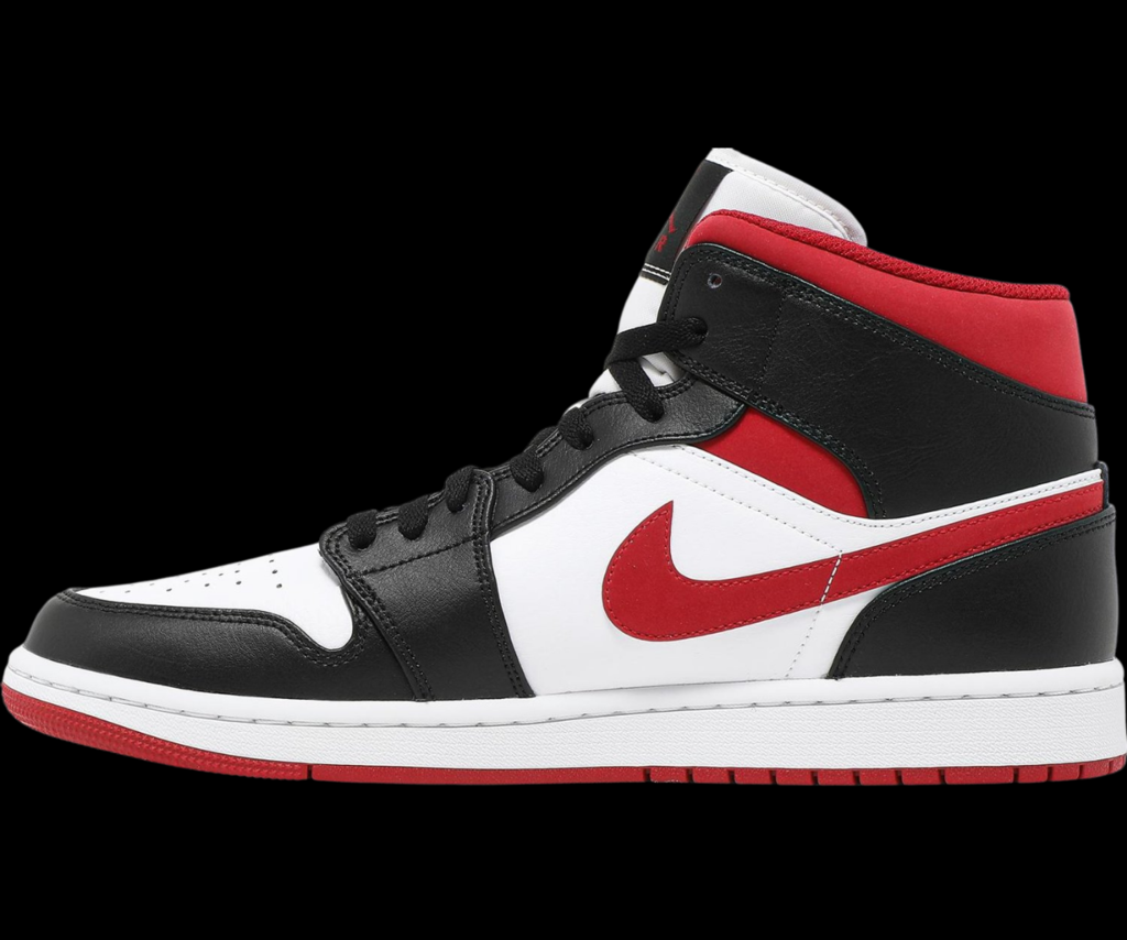 Jordan 1 mid black gym red 2025