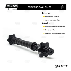 Mancuerna Acero Rosca Seguridad Pesas Barra Anatomica Kit X2 - Saavedra Fitness