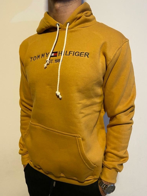 Hoodie friza c logo bordado TOMMY HILFIGER mostaza