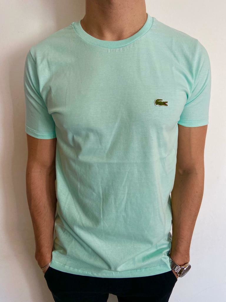 Camiseta Lacoste Verde Menta Liso de Algodón Para Hombre