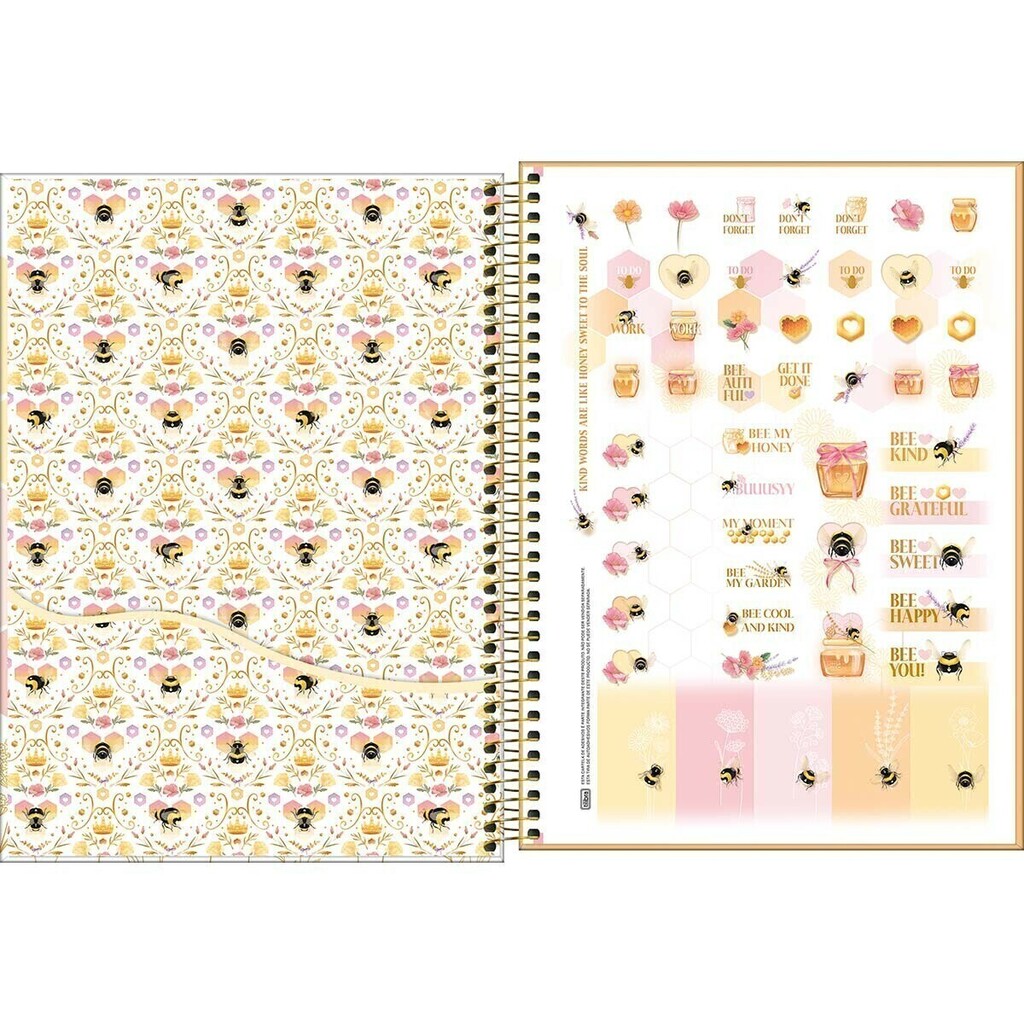 Caderno Universitário Connect Honey B Abelhas Bloom - 1 matéria - Capa Dura - Espiral - 80 folhas - 20 cm x 27,5 cm - Tilibra Caderno Universitário Connect Honey B Abelhas Bloom - 1 matéria - Capa Dura - Espiral - 80 folhas - 20 cm x 27,5 cm - Tilibra